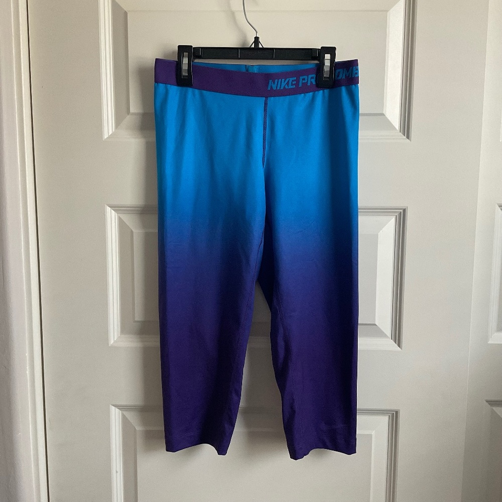 Nike Pro Combat Cropped Compression Leggings - Blue/Purple - Size Medium‎